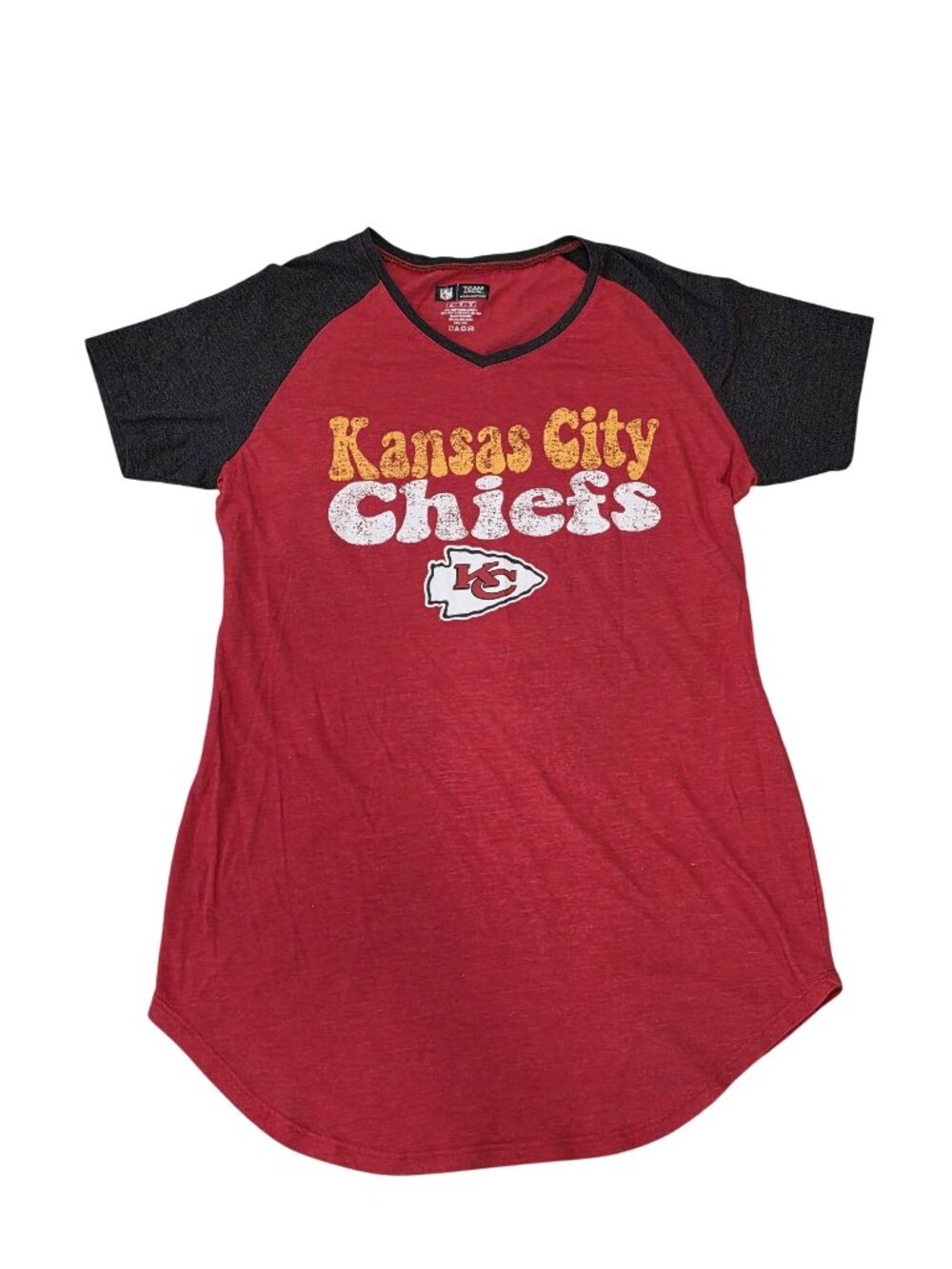Kansas City Chiefs Womens Red/Black Raglan Shirt NFL Team Apparel Size M - Picture 1 of 4